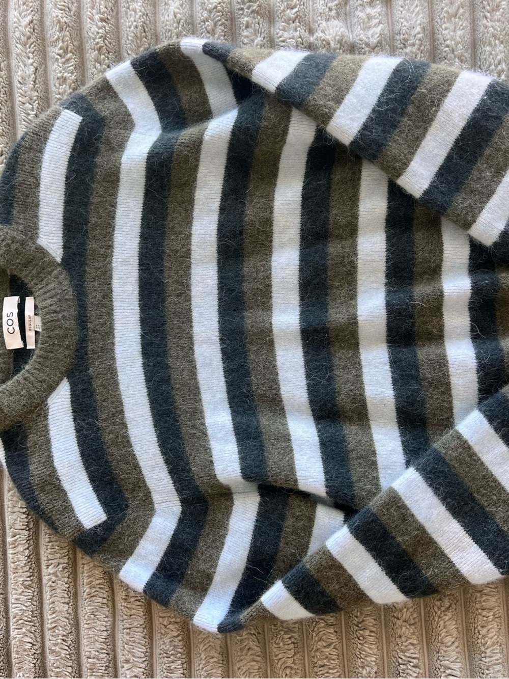 COS Women's Alpaca Wool Blend Striped Crewneck Sweater Size Medium - Picture 6 of 6